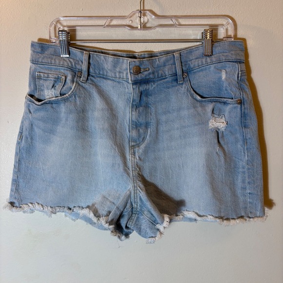 LOFT Pants - LOFT Light Wash Distressed Raw Hem‎ Denim Shorts 31/12